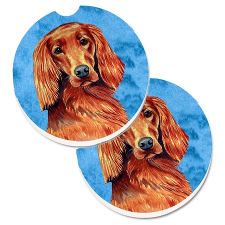 Carolines Treasures Blue Irish Setter Set of 2 Cup Holder Car Coaster LH9389BUCARC
